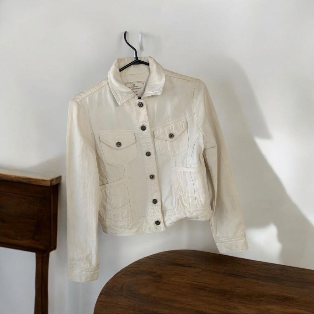 B.U.M. Equipment Women’s  White cotton Denim Button Up Jacket Size Medium